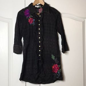 3J Workshop button up ruffle tunic